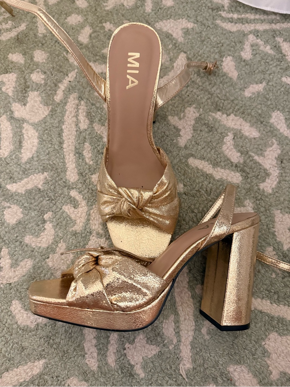 MIA Metallic Gold Knot Platform Sandals